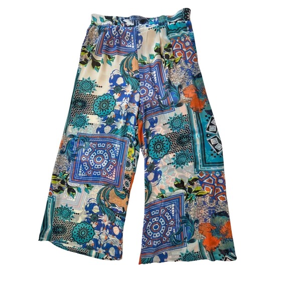 Jealous Tomato Pants Palazzo High Waist Wide Leg Patchwork Boho Flowy Resort M - Picture 10 of 12